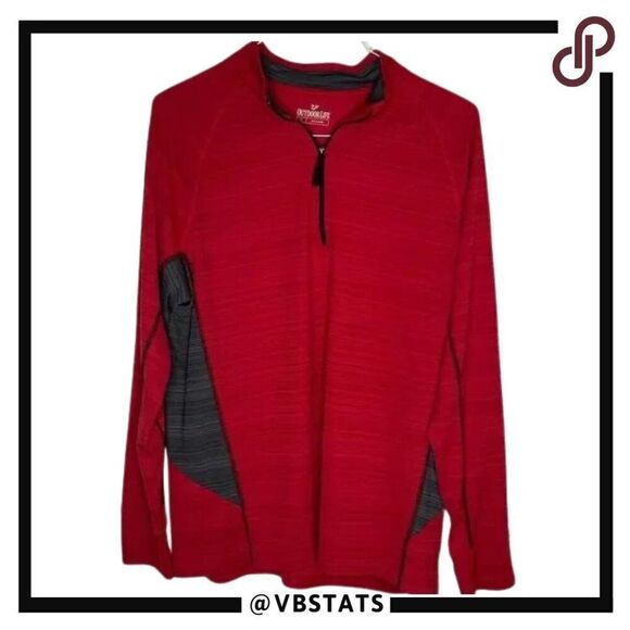 XL Outdoor Life Red-Gray 1/4 Zip Light Weight Top - Picture 1 of 7